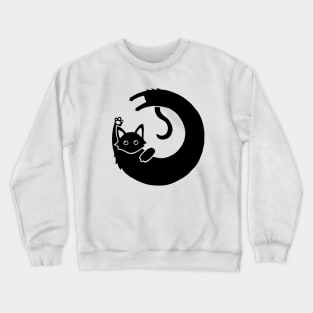 Long Cat Logo - Black Crewneck Sweatshirt